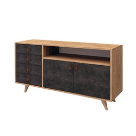 Hanah Home Consola Estilo Moderno Roble y Gris Oscuro 140x86x40 cm